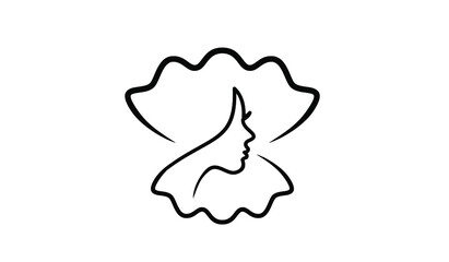 Pearl beauty face silhouette black white logo icon design