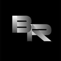 Initial letter BR uppercase modern and simple logo linked white colored, isolated in black background. Vector design template elements for company identity.