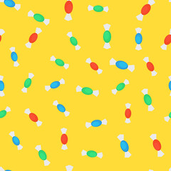 Sweets seamless pattern on a yellow background