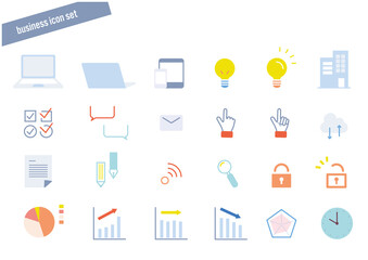 カラフルなビジネスアイコンセット　イラスト