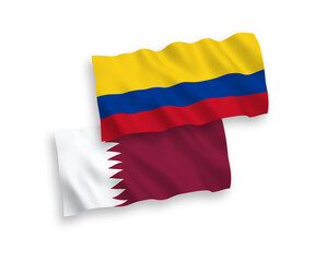 Flags of Qatar and Colombia on a white background
