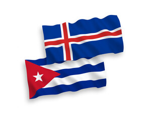 Flags of Iceland and Cuba on a white background