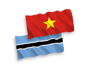 Flags of Botswana and Vietnam on a white background