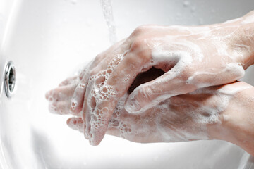 hands, wash, water, bathroom, bubble, care, clean, cleanliness, cleansing, closeup, coronavirus, covid-19, disinfect, finger, flu, foam, health, home, hospital, hygiene, hygienic, infection, liquid, m