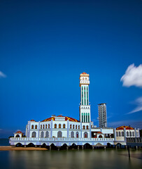 Floating mosque in Penang with soft focus effect due to long exposure technique