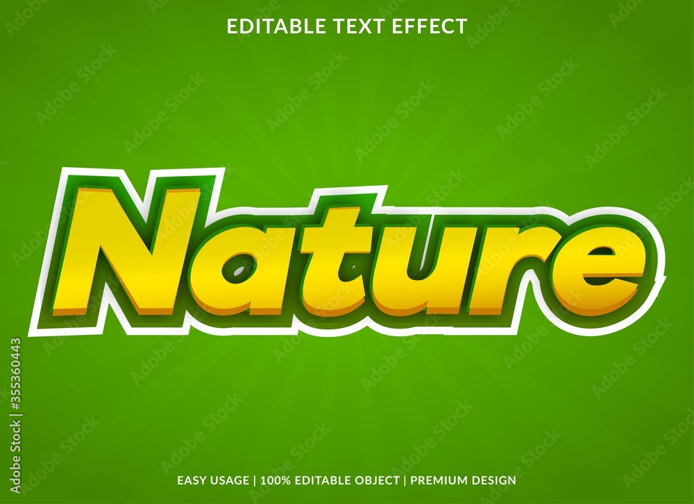 Fototapete nature text effect template with 3d style and bold font concept use for brand label and logotype sti