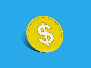 Obraz premium Dollar coin illustration and copy space. ドルコインのイラスト