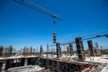 Construction site cranes