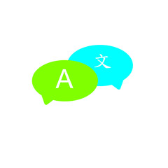 Translation with balloon chat logo vector illustration