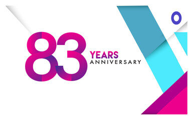 83rd years anniversary logo, vector design birthday celebration with colorful geometric isolated on white background.