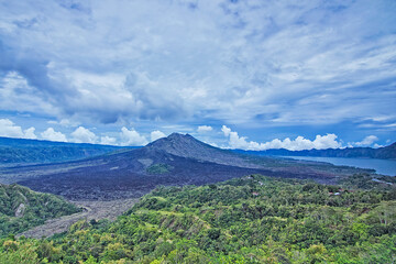 Naklejka na ściany i meble The best nature view of Mount Batur in Bali, Indonesia.