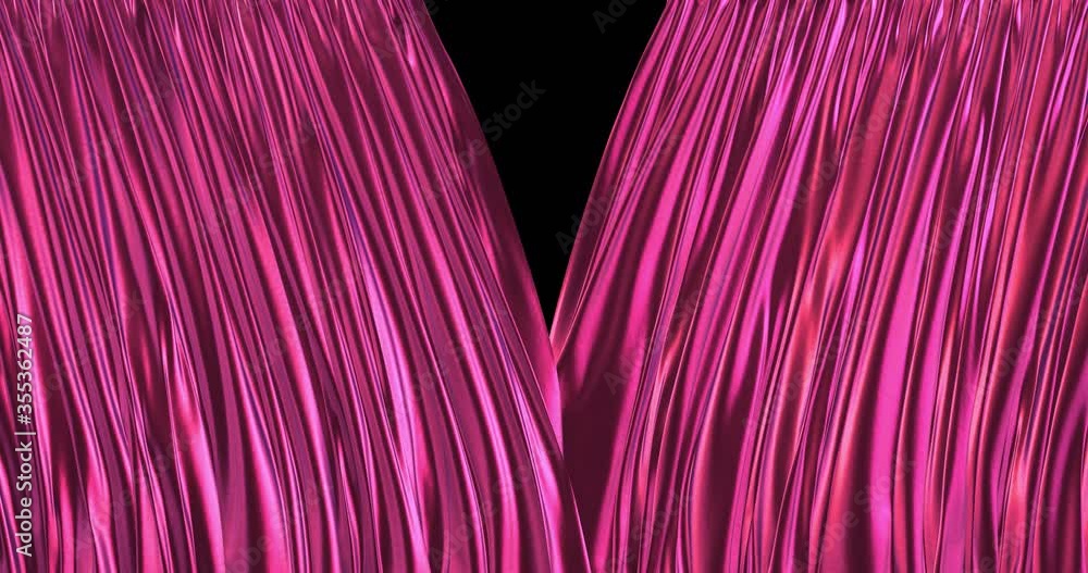 Poster 3d animated realistic simulation of the textured pink curtain rendered as c4k, alpha matte is includ