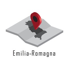 emilia-romagna map with map pointer