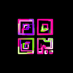 Symbol qrcode from multi-colored circles and stripes. UFO Green, Purple, Pink