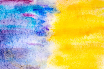 Abstract blue yellow watercolor background