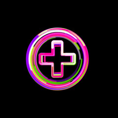 Obraz premium Symbol plus circle from multi-colored circles and stripes. UFO Green, Purple, Pink