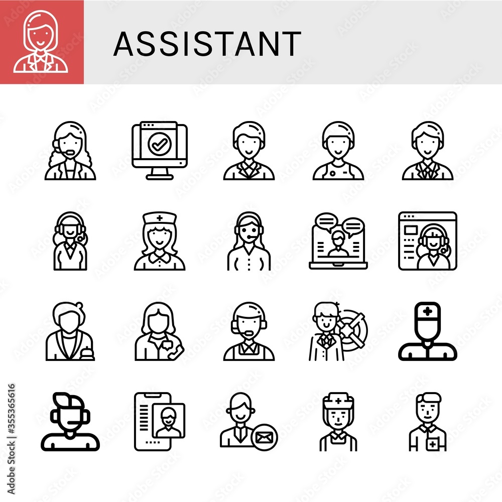 Poster assistant simple icons set