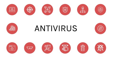 antivirus simple icons set