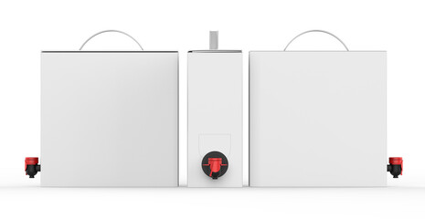 Blank Paper  Hard Box Wine Dispenser with a Tap For Branding. 3d render illustration.