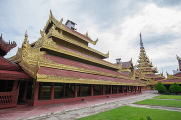 Fototapeta premium Mandalay, Myanmar - August 15th 2015 : an historic Buddhist monastery located near Mandalay Hill, Mandalay Region, Myanmar
