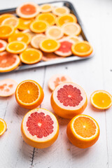 Naklejka na ściany i meble Oranges,Grapefruit,Lemon Fruit orange on white background