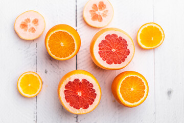 Oranges,Grapefruit,Lemon Fruit orange on white background