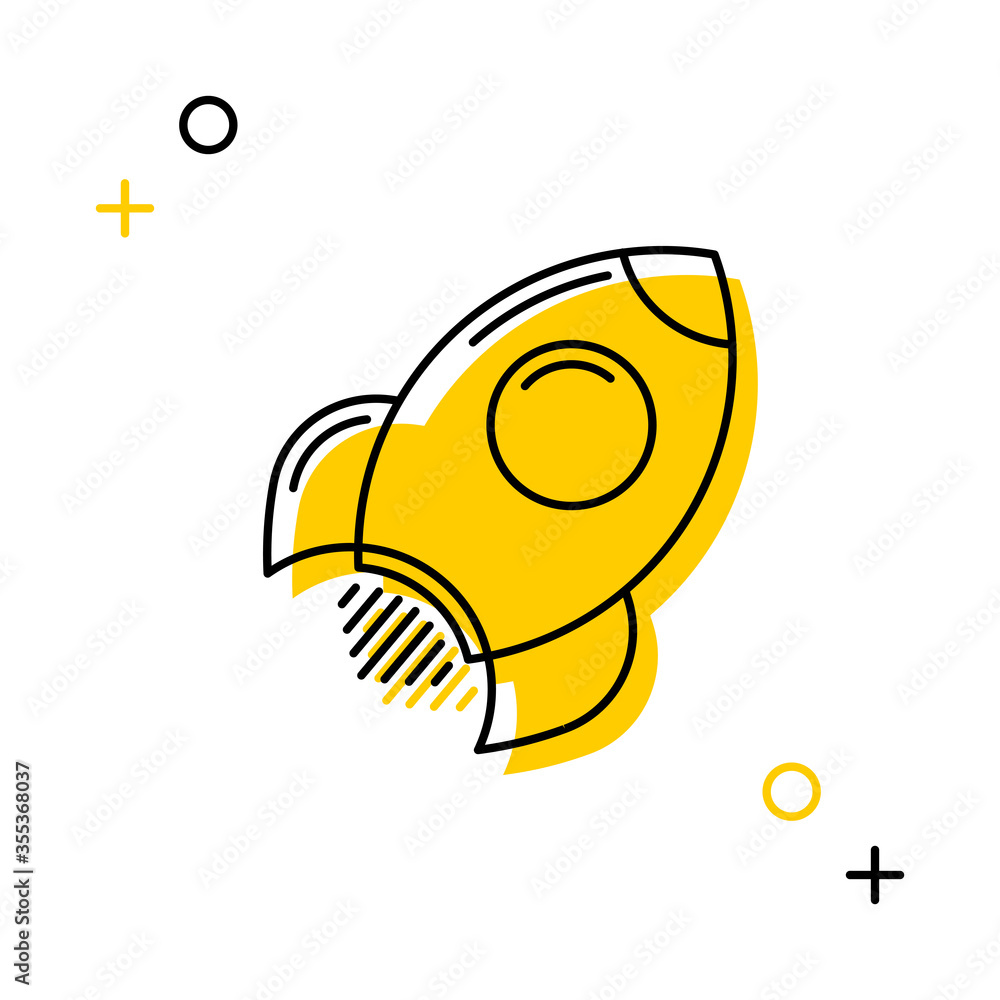 Aufkleber rocket thin line icon on a white background for web and mobile app. vector illustration easy to edit