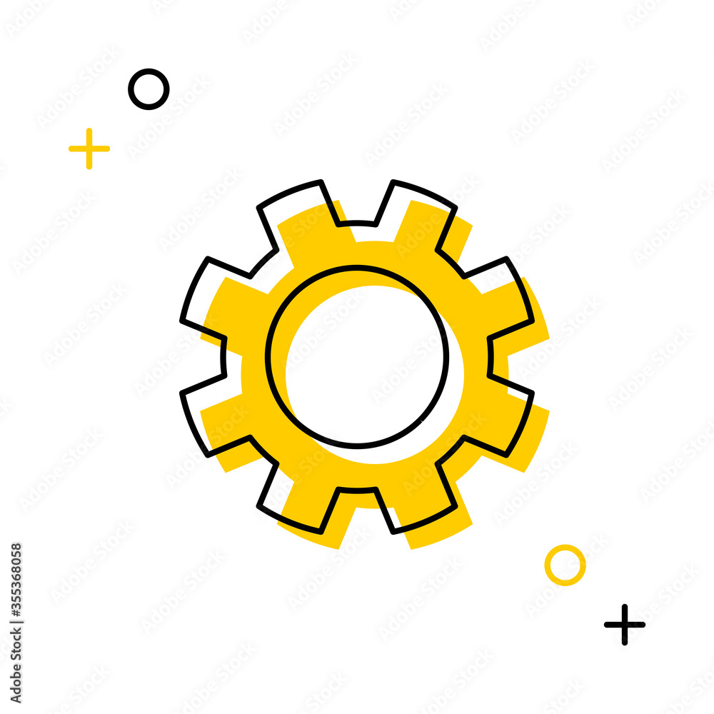Aufkleber cogwheel thin line icon on a white background for web and mobile app. vector illustration easy to ed