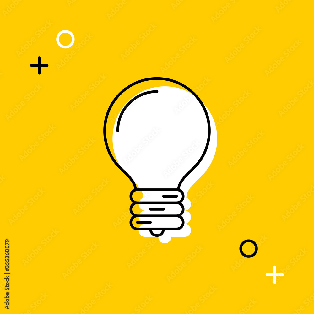 Aufkleber light bulb thin line icon on yellow background for web and mobile app. vector illustration easy to e