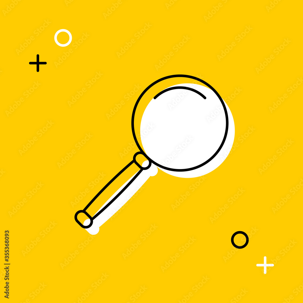 Aufkleber magnifier thin line icon on yellow background for web and mobile app. vector illustration easy to ed