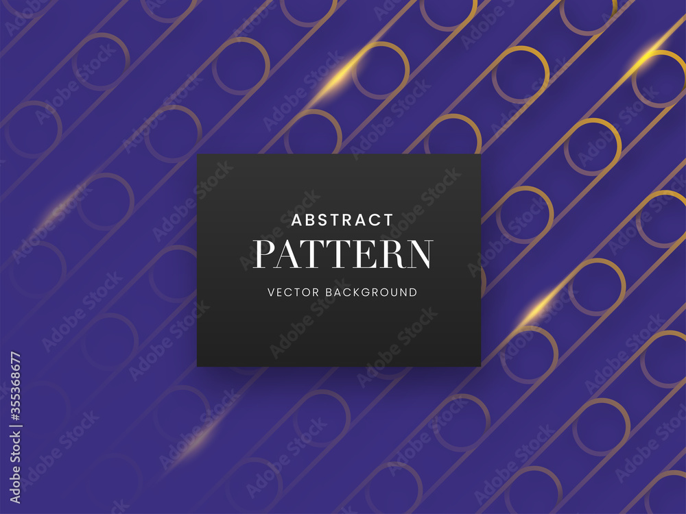 Poster abstract golden string spiral curve pattern on purple background.