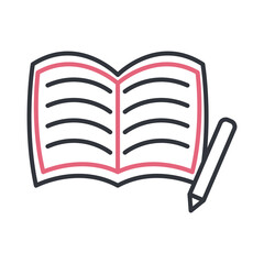 Open book with pencil line style icon vector design