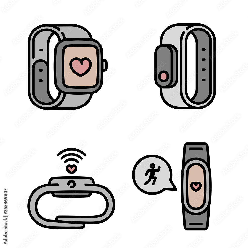 Poster fitness tracker icons set. outline set of fitness tracker vector icons for web design isolated on wh