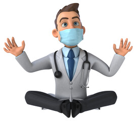 Fun cartoon doctor character with a mask