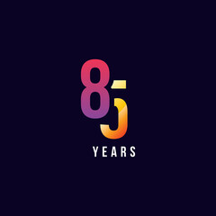 85 Years Anniversary Gradient Number Vector Design