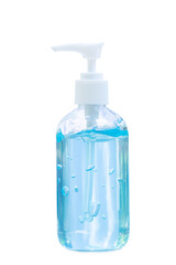 Blue alcohol gel For protection against viruses and contaminants. Packed in clear plastic bottles ready for use.