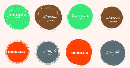 Grunge post Stamps Collection, Circles. Banners, Insignias , Logos, Icons, Labels and Badges Set . vector distress textures.blank shapes.