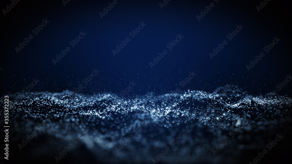 Poster particle background sparkling blue has a bright shine sparkling, beautiful, glowing brightness of ab