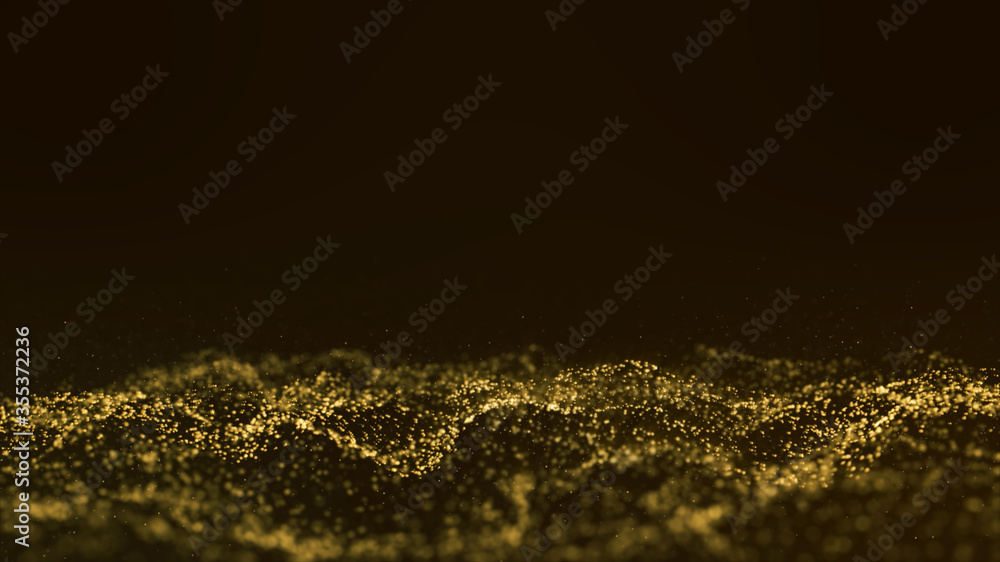 Poster particle background sparkling gold has a bright shine sparkling, beautiful, glowing brightness of ab
