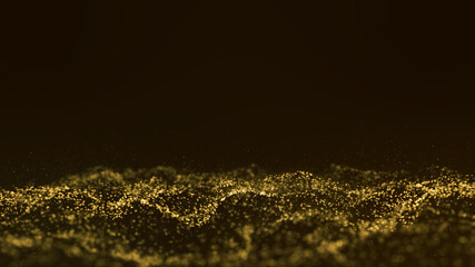 Particle background Sparkling gold Has a bright shine Sparkling, beautiful, glowing Brightness of abstract in wave motion In space and universe