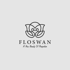 Flower and Swan Simple Logo Design for Spa