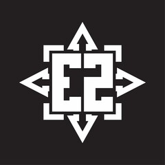 EZ Logo monogram with rounded arrows shape design template