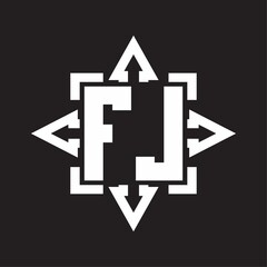 FJ Logo monogram with rounded arrows shape design template