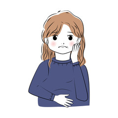 太ってしまった女性のイラスト(上半身)