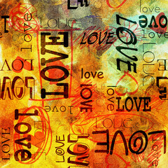 art vintage graffiti pattern background with love