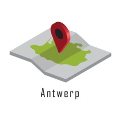 antwerp paper map with map pointer