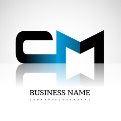 Initial letter CM uppercase modern and simple logo linked blue and black colored, isolated in white background. Vector design for company identity.
