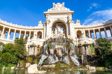 Fototapeta na wymiar Longchamp palace in Marseille under blue sky