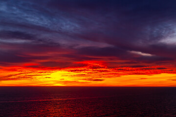 Beautiful dark orange sky evening beauty and Clouds at sunset