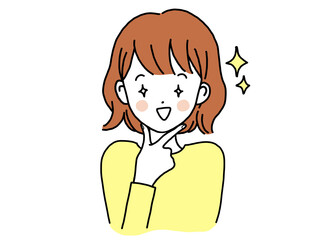 目を輝かせてニヤける女性 